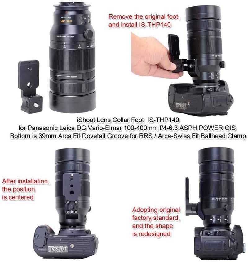 iShoot Lens Collar Replacement Foot Tripod Mount Ring Base Compatible with Panasonic Leica DG Vario-Elmar 100-400mm f/4-6.3 ASPH Power OIS, Lens Support Bracket with Arca Fit Quick Release Plate - Image 4